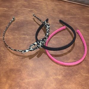 Set of three headband fabric designs: animal print with bow pink black